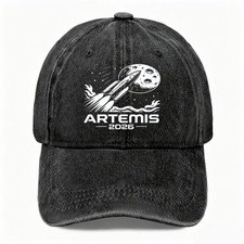 Artemis 2026 Space Exploration Washed Baseball Cap, Vintage Unisex Multi-Color