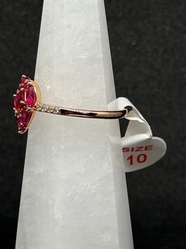 Bomb Party Ring Sz 10  "Sweetest Charm" Ruby on Rose Gold image 3