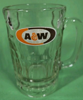 Vintage A&W Logo All American Food Large Heavy Glass AW Root Beer Mug