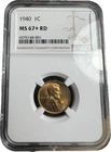 1940 1C Wheat Reverse NGC MS 67+ RD