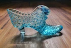 Fenton Glass Slipper, Shoe, Light Blue Hobnail Cat, Opalescent