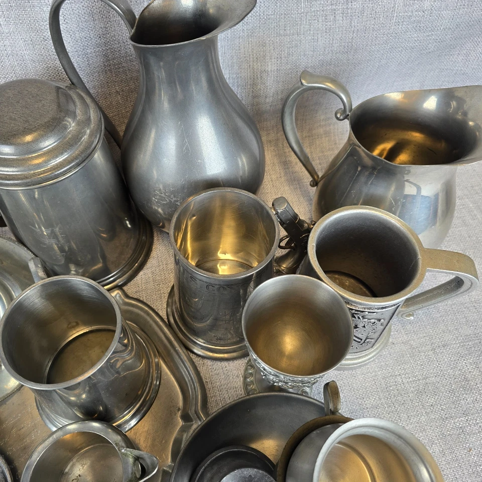 Lote de chatarra de peltre 12+ libras todo estaño marcado sin Wilton sin fusión artesanal ponderada Foto 3 de 4