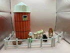 Vintage 1968 Fisher Price Little People Farm Silo Fence 3 Animals Farmer Nest