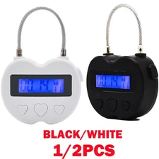 1/2Pcs USB Rechargeable Smart Time Lock LCD Display Temporary Timer Padlock HOT