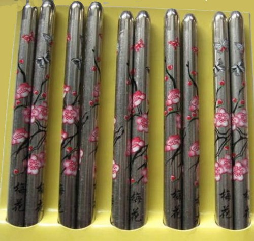 9” STAINLESS STEEL Chopsticks HAIR STICKS Silver Pick Pink Blue Red Black - Picture 2 of 24