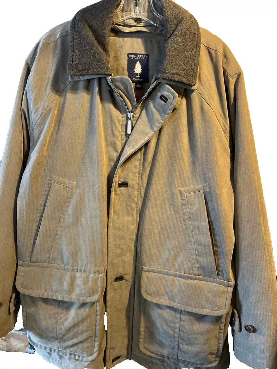 Roundtree u0026 Yorke Outdoors Mens L Gray Long Sleeve Full Zip Lined Polyester  Coat | eBay