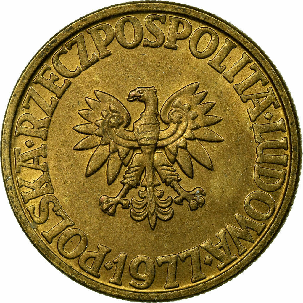 [#696839] Moneta, Polska, 5 Zlotych, 1977, Warsaw, EF(40-45), Mosiądz, KM:81.1