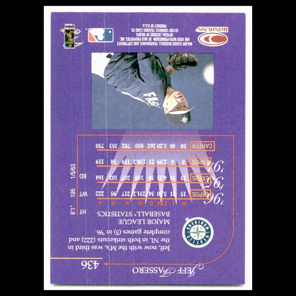 Jeff Fassero #436 1997 Donruss Seattle Mariners Baseball Card MLB NM - Image 2 of 3