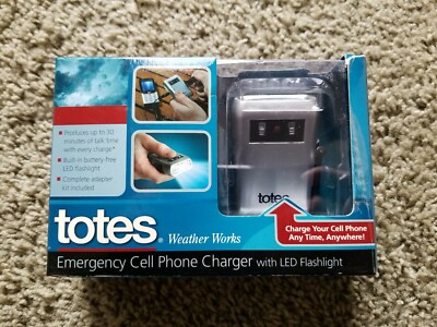 totes Weather Works Emergency Cell Phone Charger with LED Flashlight Adapter Kit