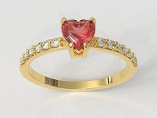 925 Sterling Silver Heart Cut Natural Ruby Gemstone Engagement Women's Ring