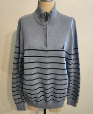 Nautica Blue Striped Pullover Jumper Sweater Size Large