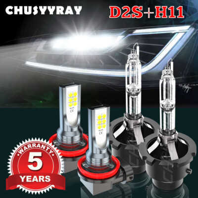 For Infiniti JX35 2013 4pcs HID Headlight Low Beam + LED Fog Light Bulbs White
