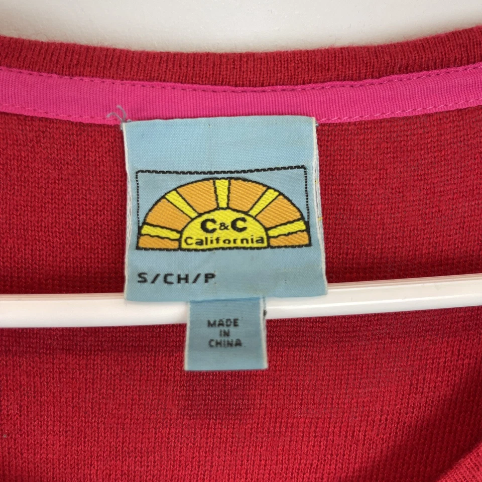 C&C California Cashmere Wool Blend Sweater Red Womens Small Lightweight High Low - Image 3 of 4