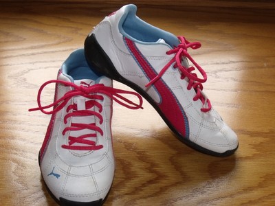 red white and blue puma shoes