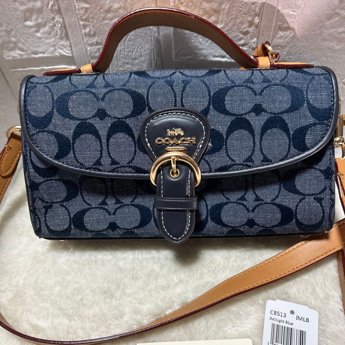 Coach KLEO Signature Chambray Denim Top Handle Bag C8513 New