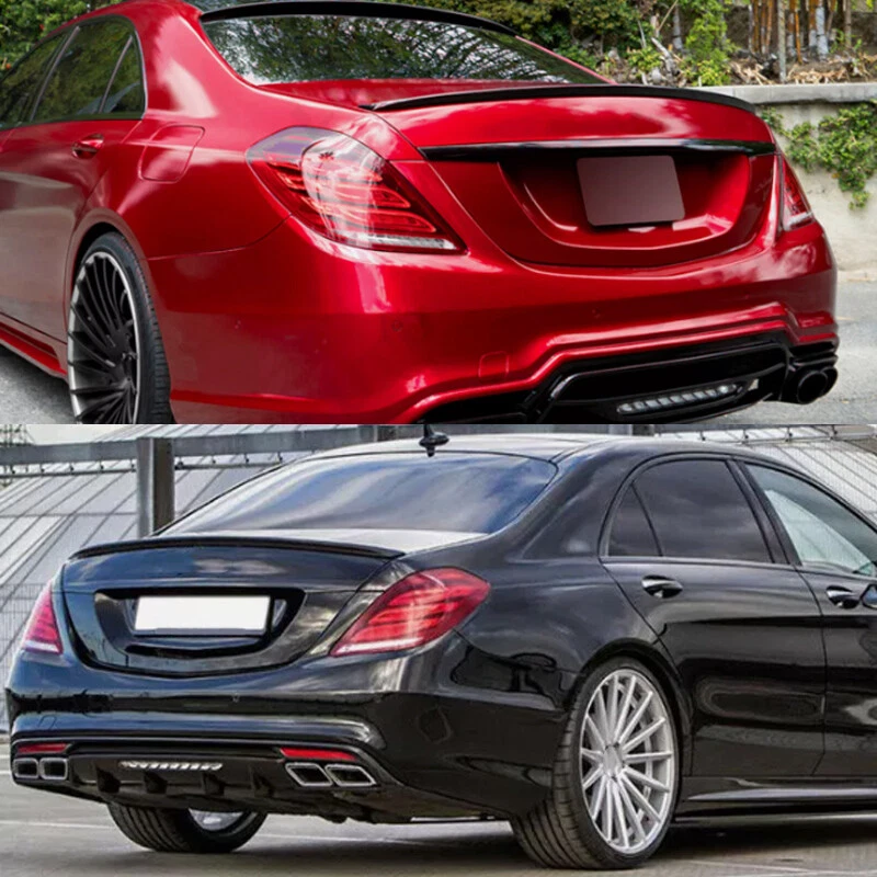 For Mercedes Benz W222 S550 S63 2014-2020 Rear Trunk Spoiler Lip Gloss Black - Imagem 3 de 4