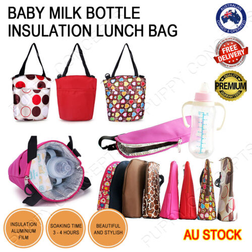 Baby Milk Bottle Lunch Insulation Bag Cup Hang Warmer Thermal Tote Shoulder - Picture 1 of 24