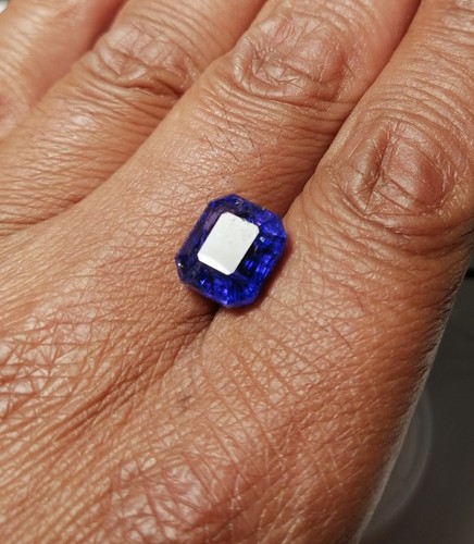 Tanzanite bleu lavande AAAA, taille émeraude/6,91 carats (vidéo sur demande) - Picture 2 of 3