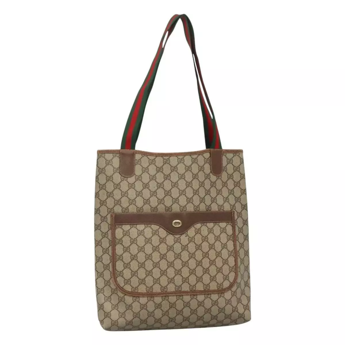 Sac fourre tout GUCCI GG Supreme Web Sherry Line PVC beige rouge 89 02 003 authentique KD022