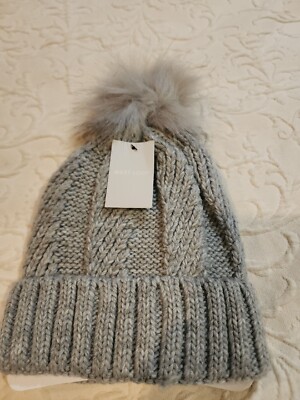 West Loop Women's Pom Beanie Gray Faux Fur One Size