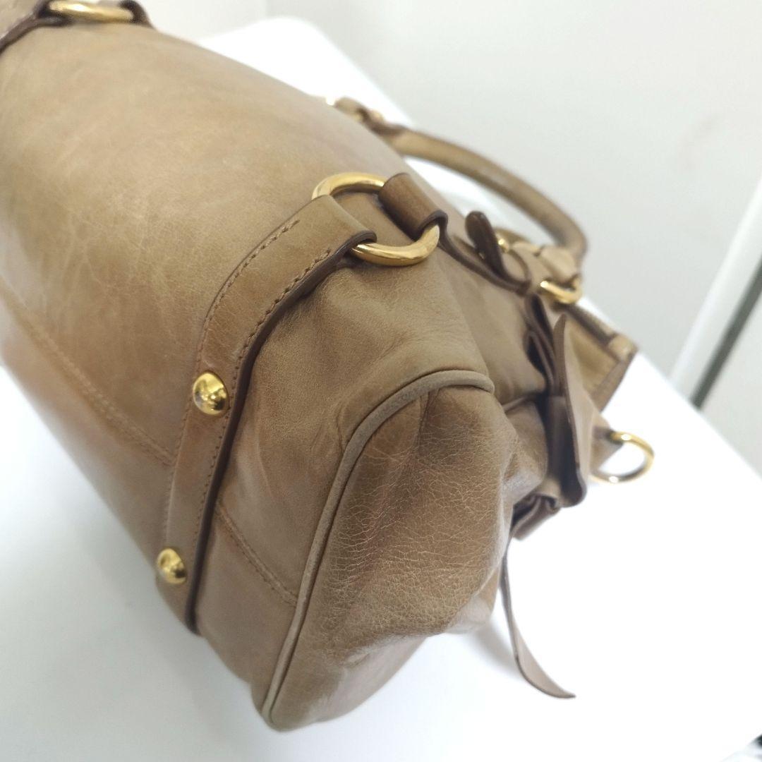 バッグ miumiu vitello lux side ribbon bag 2way Miu Miu VITELLO LUX 2way Hand Bag Shoulder Bag Side Ribbon