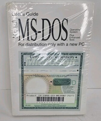 VINTAGE 1996 MS-DOS MICROSOFT USER'S GUIDE  BOOK WITH COA