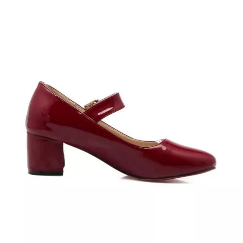 Women's Mary Jane Shoes Fashion Chunky Mid Heel Pumps Patent Leather Shoes Size - Picture 16 of 29