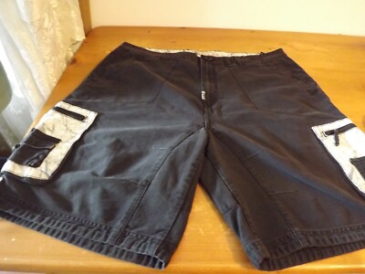 Lifted Research Group CARGO SHORTS L-R-G vtg SZ 42 BLACK w/ GRAY