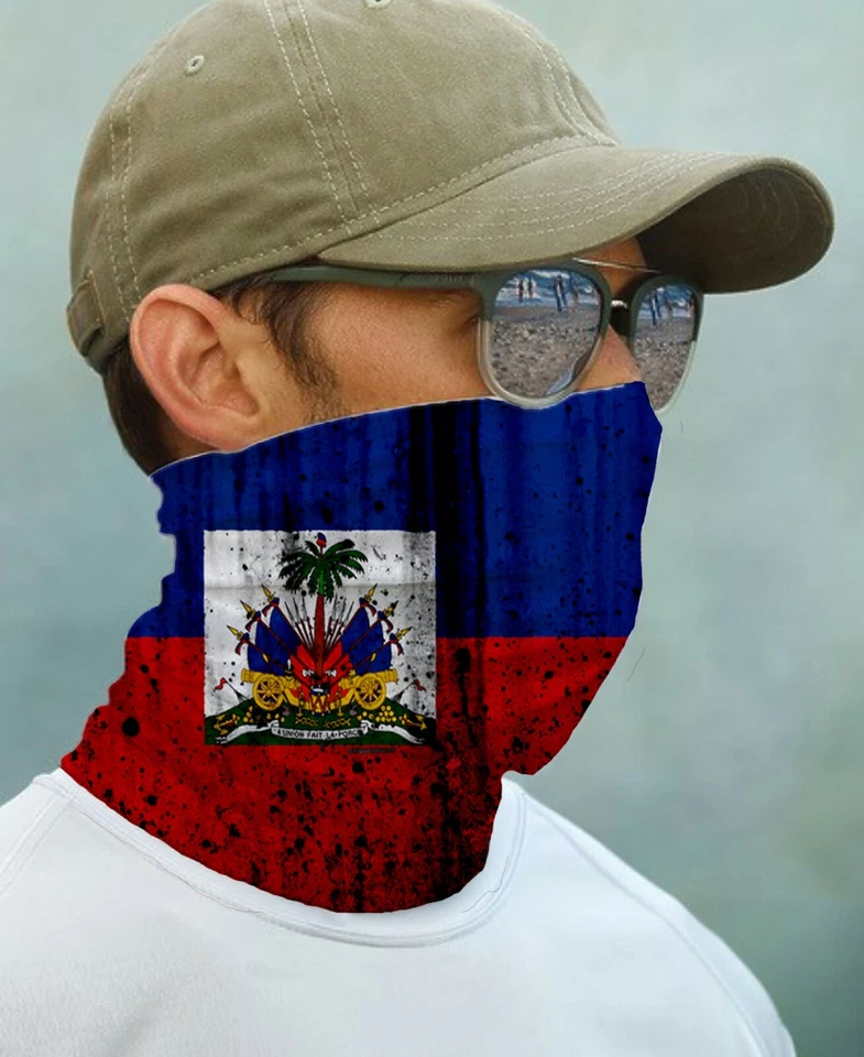 PARAGON SUN GAITER Mask Bandana UPF 50+ UV Protecte Fishing Haitian Haiti Flag Face Neck