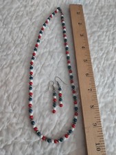 Necklace and Earring Set made with wood beads Barrel closure 18" long Handmade
