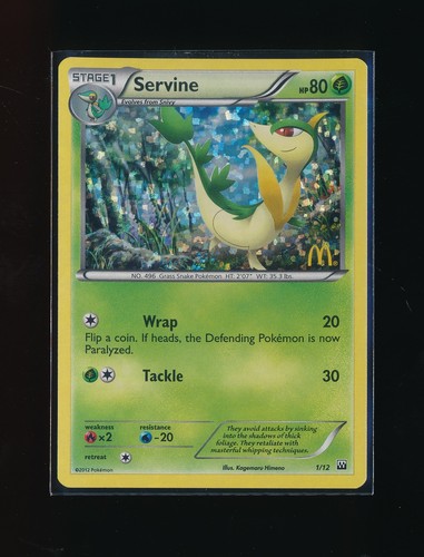 SERVINE 1/12 MCDONALDS PROMO 80HP HOLO RARE 2012 POKEMON TCG E44
