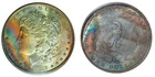 1887-P PCGS MS64 MORGAN $ - GORGEOUS BRIGHT TONING - RAINBOW TONED (VIDEO)