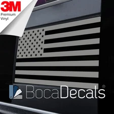 BocaDecals Rear Middle Window American Flag Decal 2009-2025 Dodge RAM (Silver)