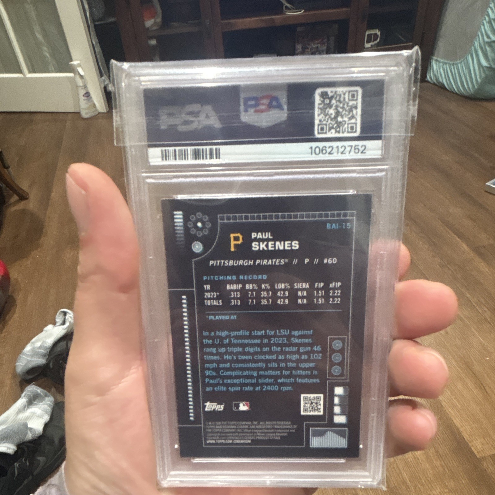 Bowman 2024 Bowman AI Paul Skenes RC #BAI-15 PSA 9 Pittsburgh Pirates view 6