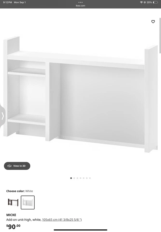 Escritorio/tocador IKEA Micke. Top blanco con blanco Foto 3 de 4