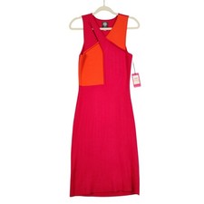 Vince Camuto Womens Colorblock Bodycon Knit Dress Size Small Pink Orange NWT