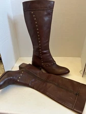 Kork-Ease Tall Brown Leather Boots with studs on outside Sz 10/42 M/W-REDUCED