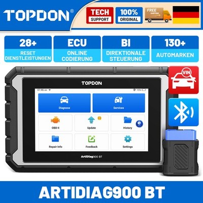 TOPDON AD900BT Bluetooth Diagnosegerät ECU Codierung Bidirektional 28 Resets DPF