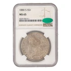 NGC CAC MS65 1880-S Morgan Silver Dollar Coin
