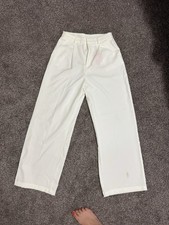 Cider Women's White Wide-Leg Solid Flat Front Dress Pants Regular Size