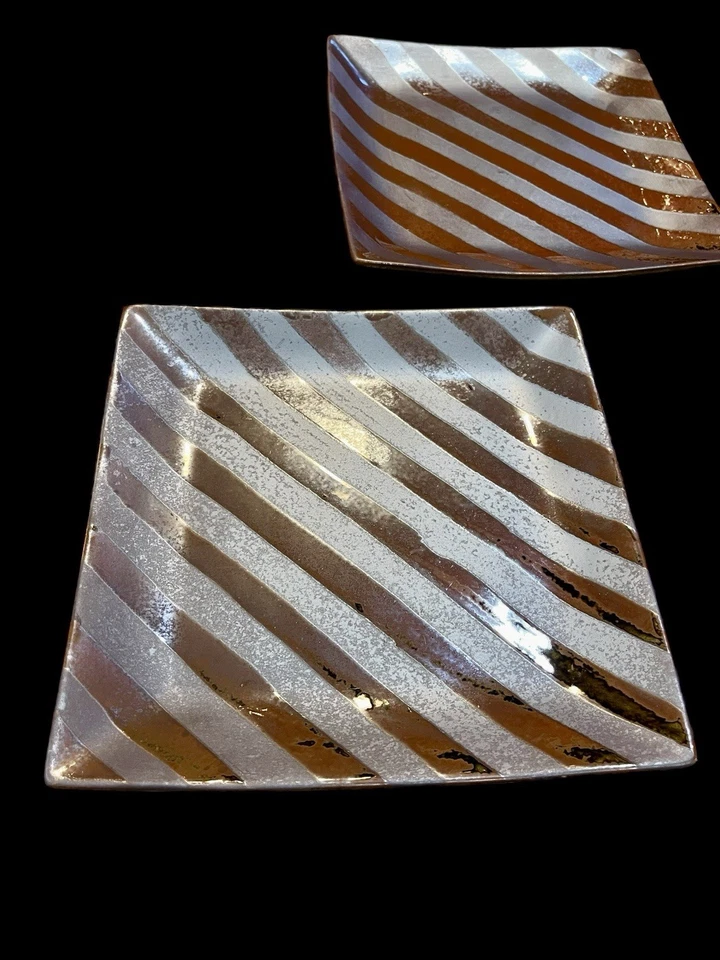 Set Of 3 Bombay Square Rustic Decorative Centerpiece Platters Plates 11” Candle - Image 2 of 4