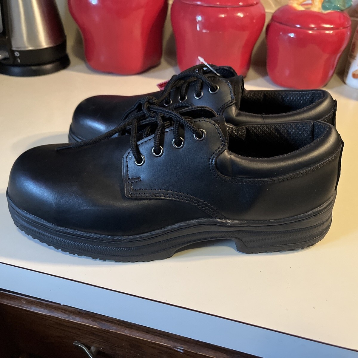 Lehigh Slip Grips Black Leather Safety Shoes 5332 SZ 11 M 