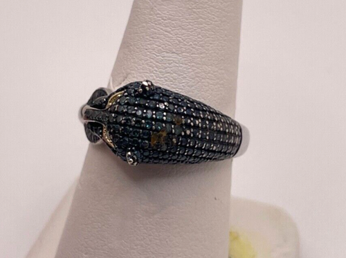 Sterling Silver Blue & Yellow Diamond Panther Jaguar Ring Size 8 Affinity JS - Picture 7 of 22