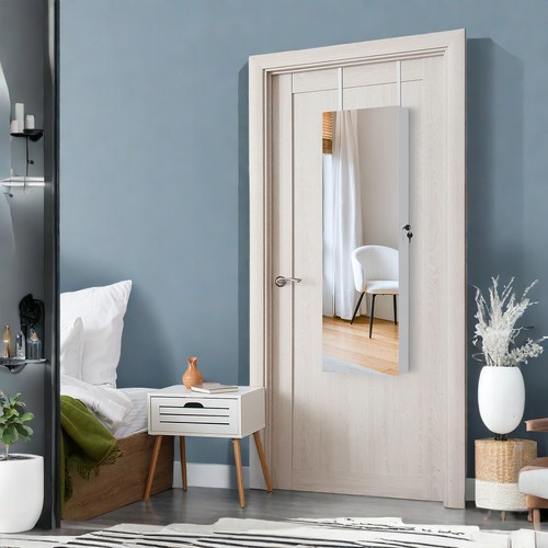 Full-Length Mirror Makeup Cabinet - White, PVC, Over the Door & Wall Mounted - Picture 5 of 24