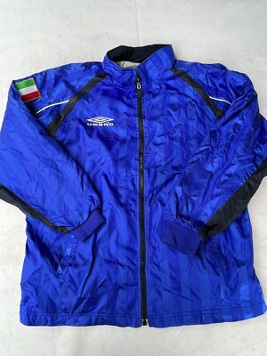 Umbro Blue Windbreaker Jacket Italy Made By Descente Mens Size L