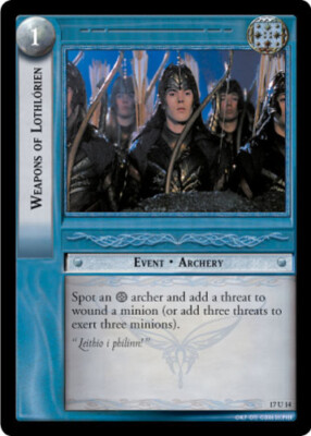 LOTR CCG 1x  Weapons of Lothlorien - 17U14 Ungraded Rise of Saruman