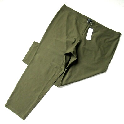 NWT Eileen Fisher Washable Stretch Crepe in Olive Slim Ankle Pull-on Pants 3X