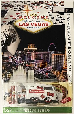 White Kool Kombi Custom Hot Wheels 2024 Las Vegas Convention Supreme w/RR