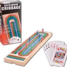 Wood Cribbage Game for 2-3 players, ages 8 and up / helps to improve math skills