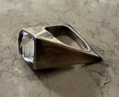 Sehr seltener Vivianna Torun Schachring Sterlingsilber und Quarz